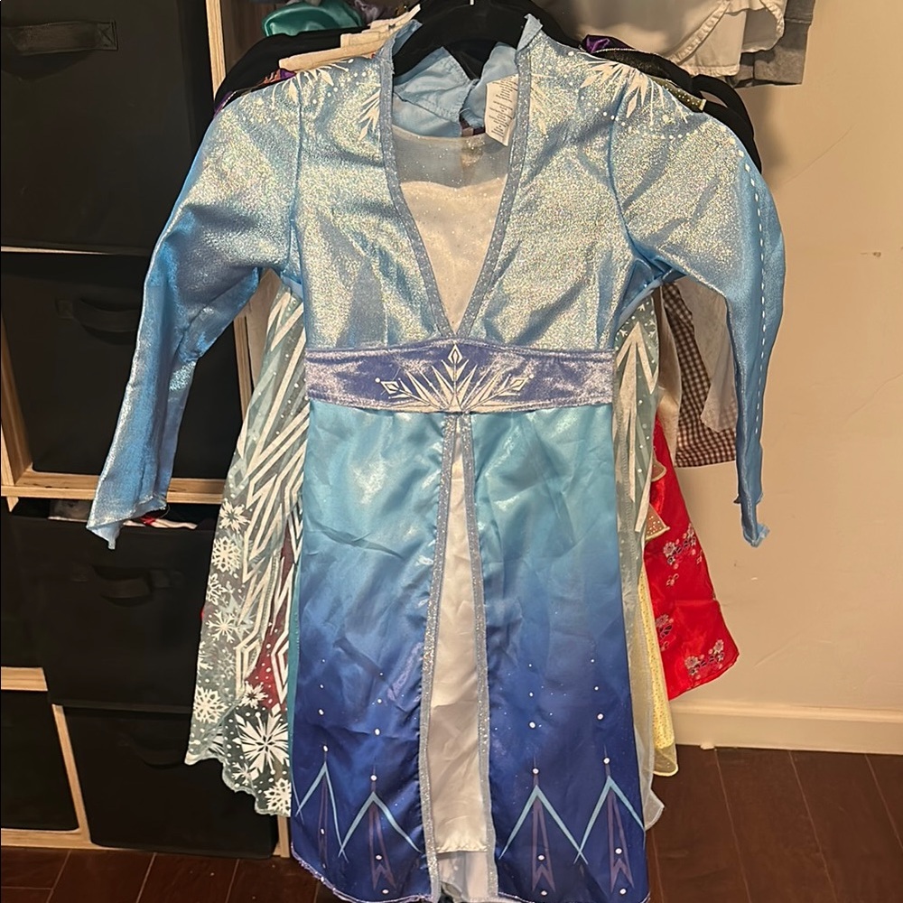 Disney Frozen Elsa snow queen Sparkling Blue Princess Costume for Kids 4-6T